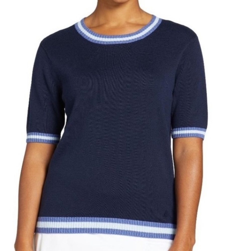 Lady Hagen Navy Blue‎ Clubhouse Half Sleeve Crew Sweater Size XXL